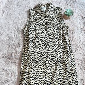 Gerard Darel Sleeveless Partial-Button Front Abstract Print Dress Size: US 10